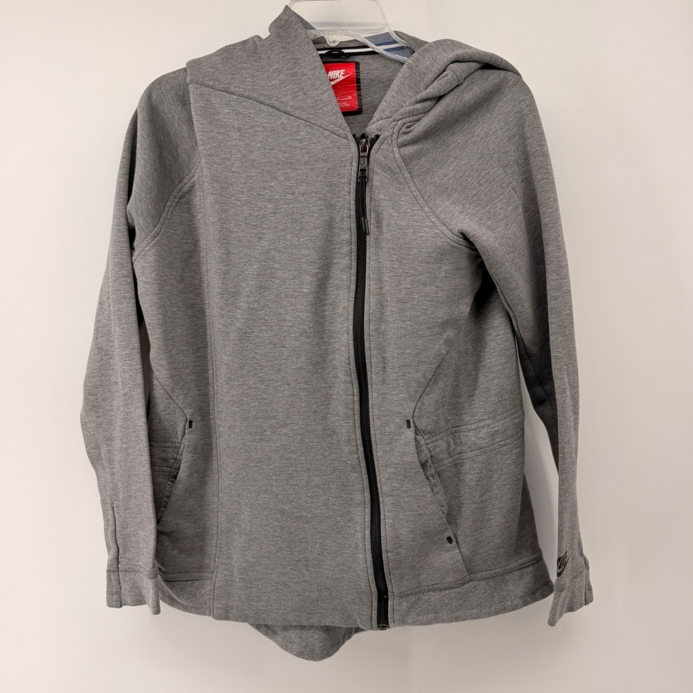 Nike Tech Fleece Hoodie Womens Small Grey Asymmetrical Full Zip 684928-091